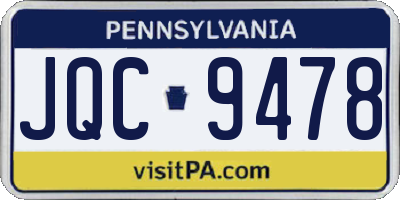PA license plate JQC9478