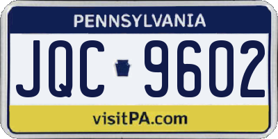 PA license plate JQC9602