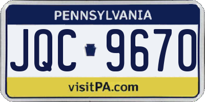 PA license plate JQC9670