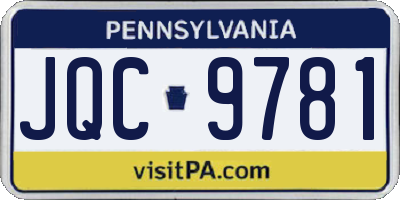 PA license plate JQC9781