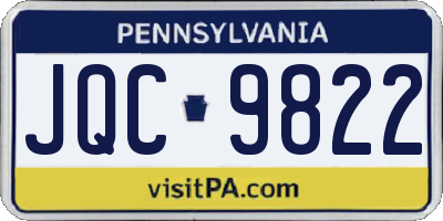 PA license plate JQC9822