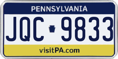 PA license plate JQC9833