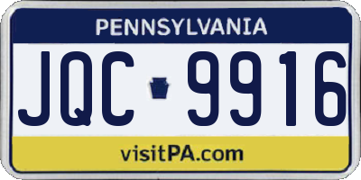 PA license plate JQC9916