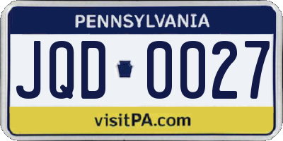 PA license plate JQD0027