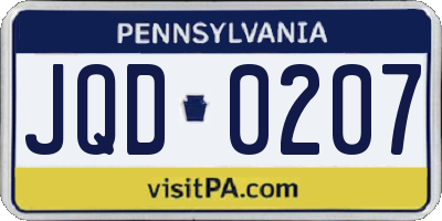 PA license plate JQD0207