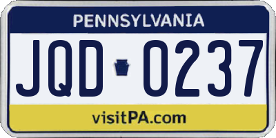 PA license plate JQD0237