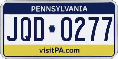 PA license plate JQD0277