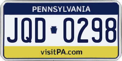 PA license plate JQD0298