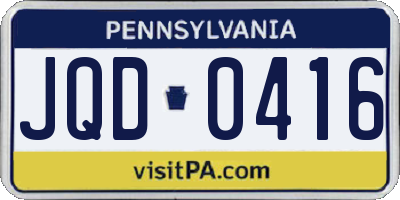 PA license plate JQD0416
