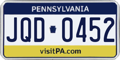 PA license plate JQD0452