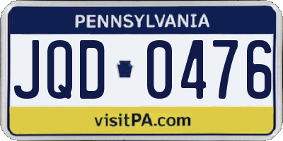PA license plate JQD0476