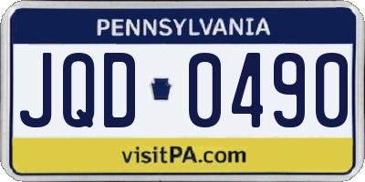 PA license plate JQD0490