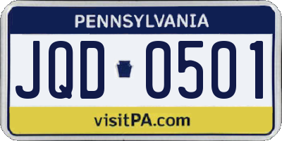 PA license plate JQD0501