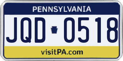 PA license plate JQD0518