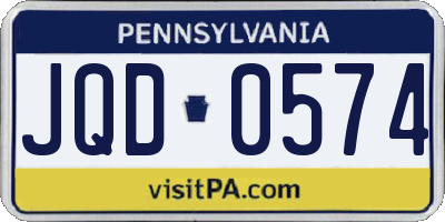 PA license plate JQD0574