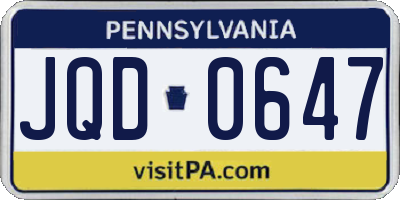PA license plate JQD0647