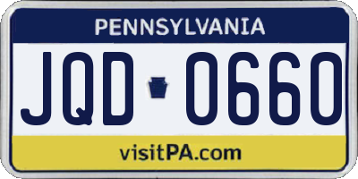 PA license plate JQD0660