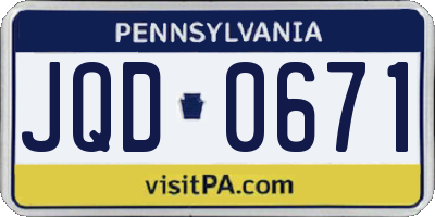 PA license plate JQD0671
