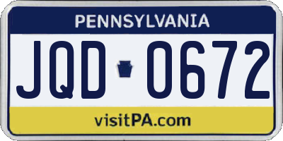 PA license plate JQD0672