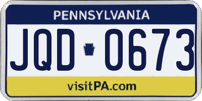 PA license plate JQD0673