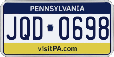 PA license plate JQD0698