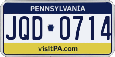 PA license plate JQD0714