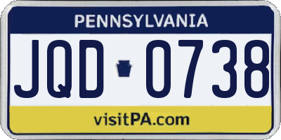 PA license plate JQD0738