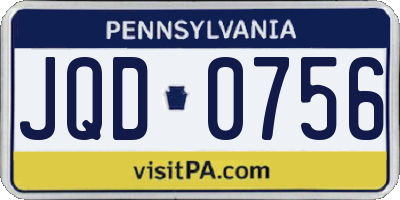 PA license plate JQD0756