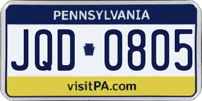 PA license plate JQD0805