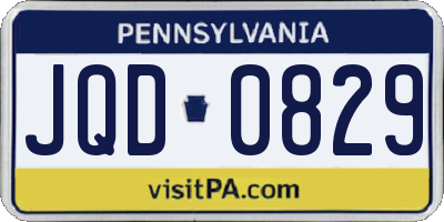PA license plate JQD0829