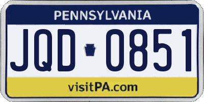 PA license plate JQD0851