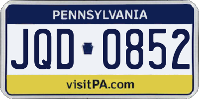 PA license plate JQD0852