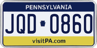 PA license plate JQD0860