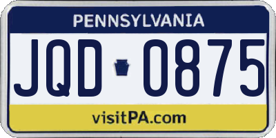 PA license plate JQD0875
