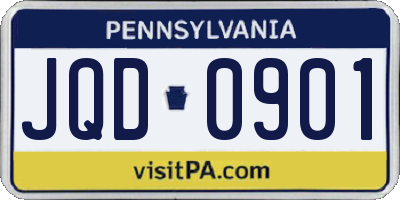 PA license plate JQD0901