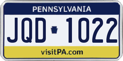 PA license plate JQD1022