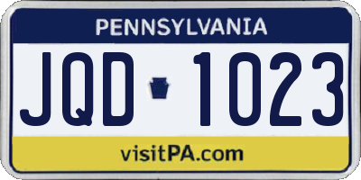 PA license plate JQD1023