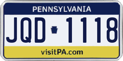PA license plate JQD1118