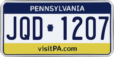 PA license plate JQD1207