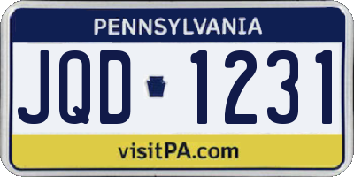 PA license plate JQD1231