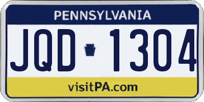 PA license plate JQD1304