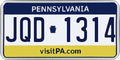 PA license plate JQD1314