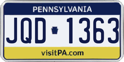 PA license plate JQD1363