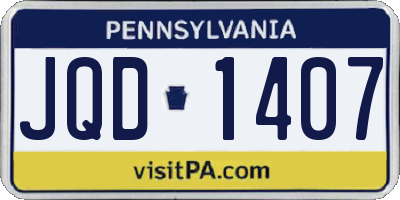 PA license plate JQD1407