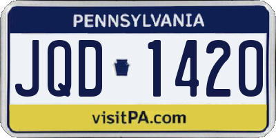 PA license plate JQD1420
