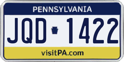 PA license plate JQD1422