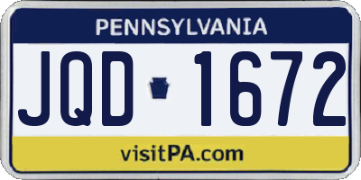 PA license plate JQD1672