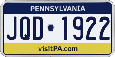PA license plate JQD1922