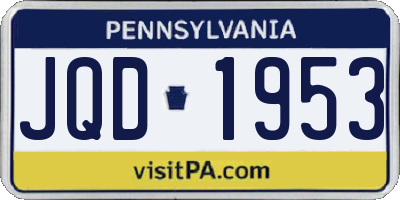 PA license plate JQD1953