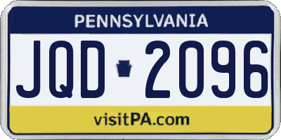 PA license plate JQD2096